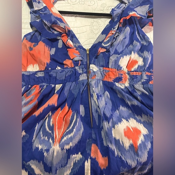 NEW Banjanan Maya Dress Sz L Ikat Soladite Blue Orange Pockets! - Picture 6 of 10